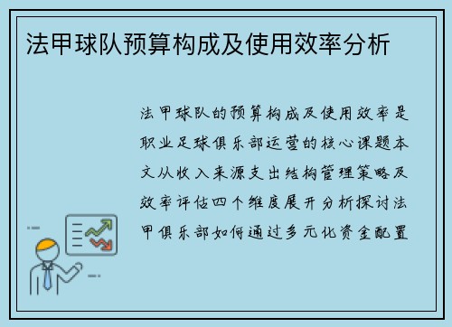 法甲球队预算构成及使用效率分析